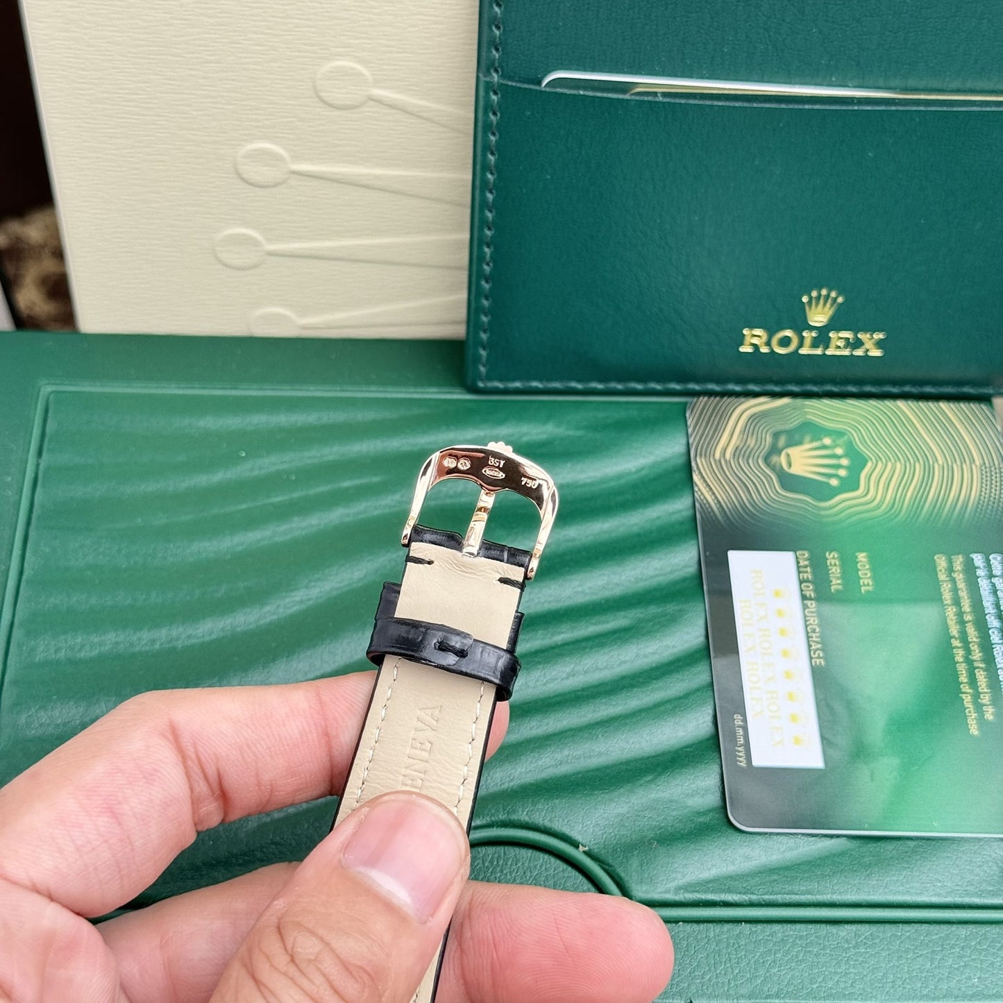 Rolex Cellini 50525 Replica White Dial Leather Strap 39mm Clone