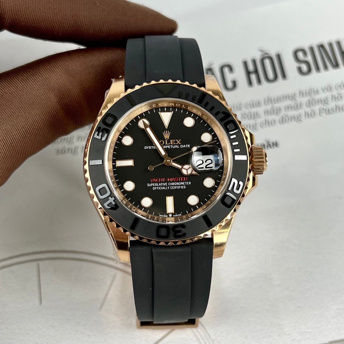 Rolex Yacht-Master 116655 Replica Watch Rose Gold Clean Factory 40mm