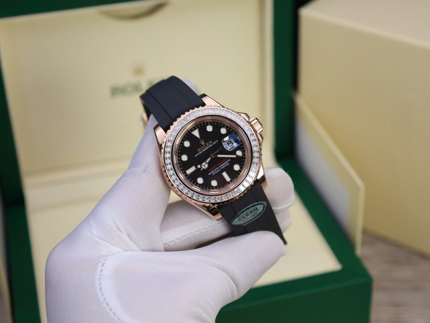 Rolex Yacht-Master Custom Gold Wrapped With Moissanite Baguette Diamond Clean Factory 40mm