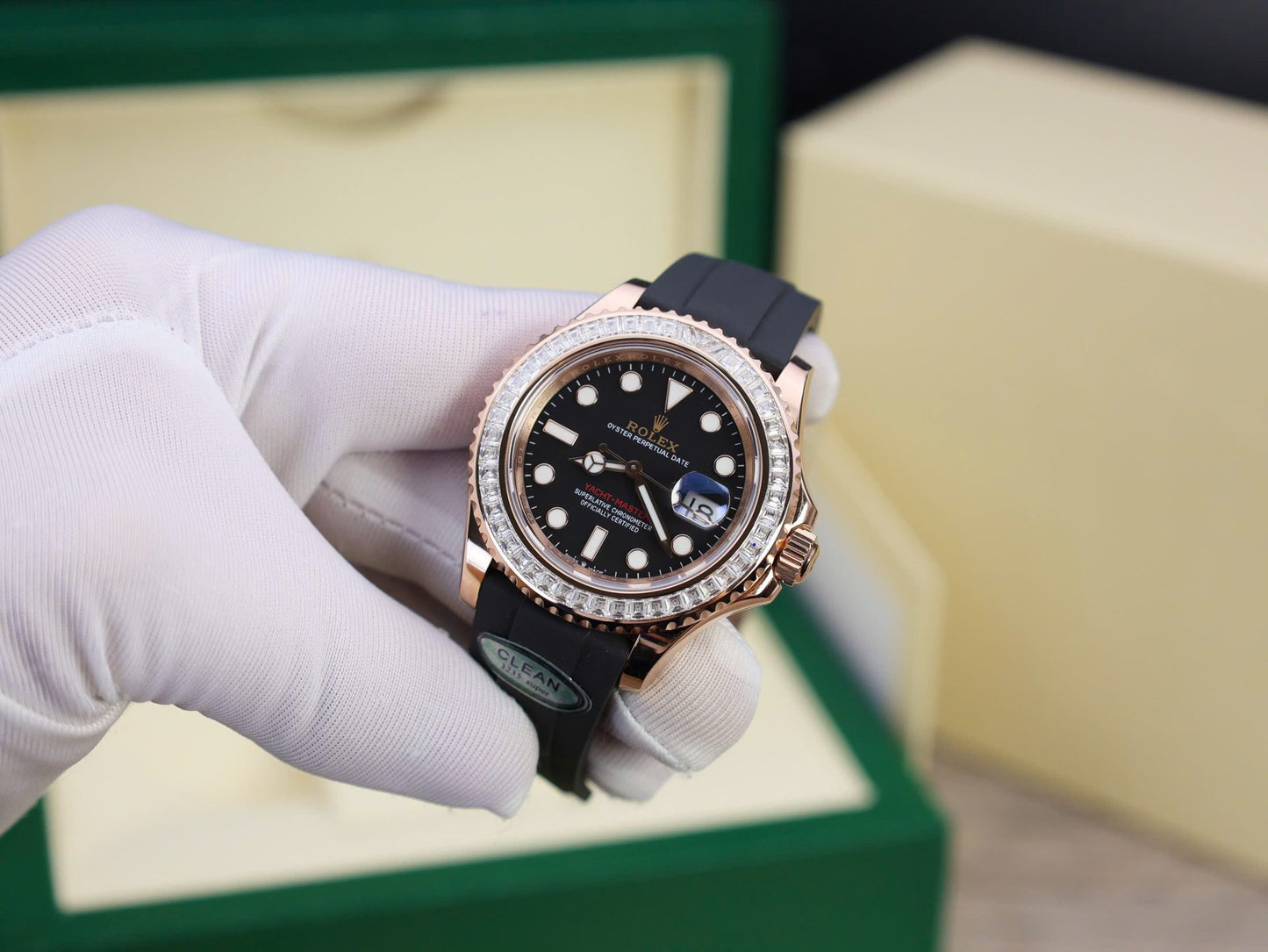 Rolex Yacht-Master Custom Gold Wrapped With Moissanite Baguette Diamond Clean Factory 40mm