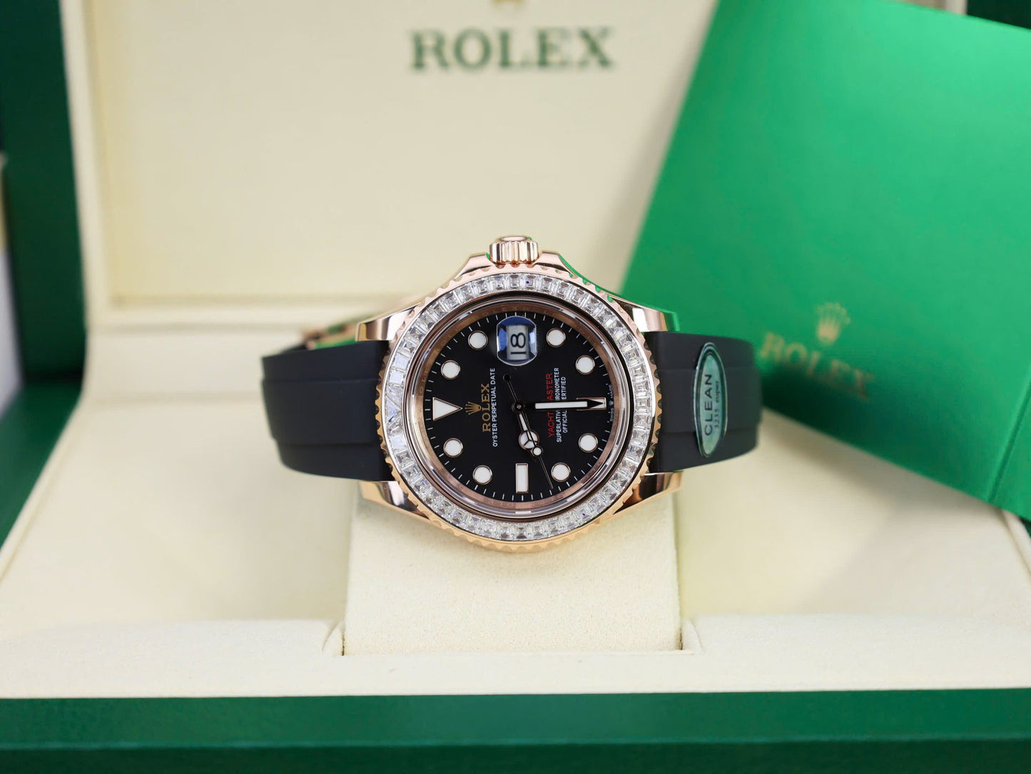 Rolex Yacht-Master Custom Gold Wrapped With Moissanite Baguette Diamond Clean Factory 40mm