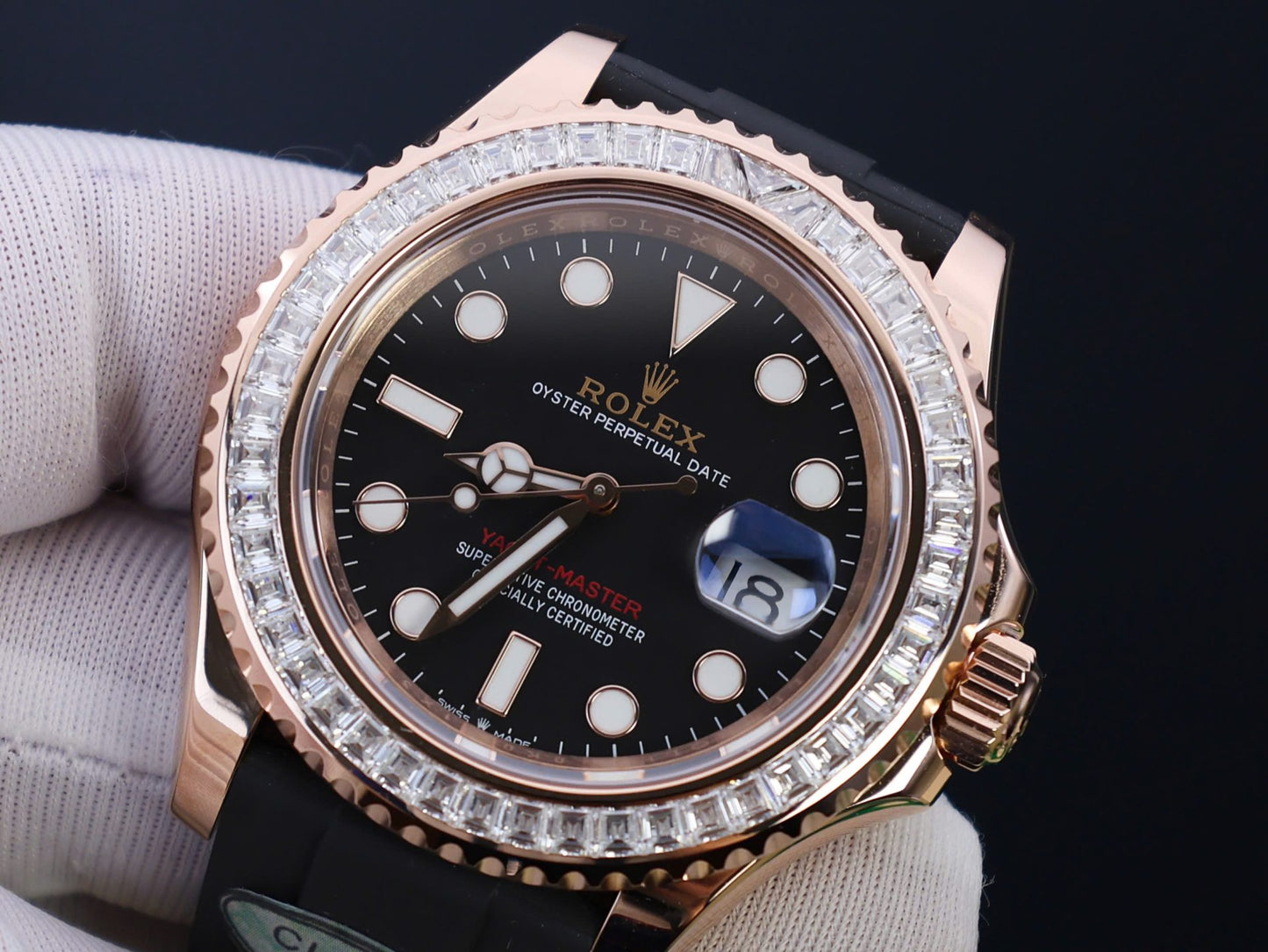 Rolex Yacht-Master Custom Gold Wrapped With Moissanite Baguette Diamond Clean Factory 40mm