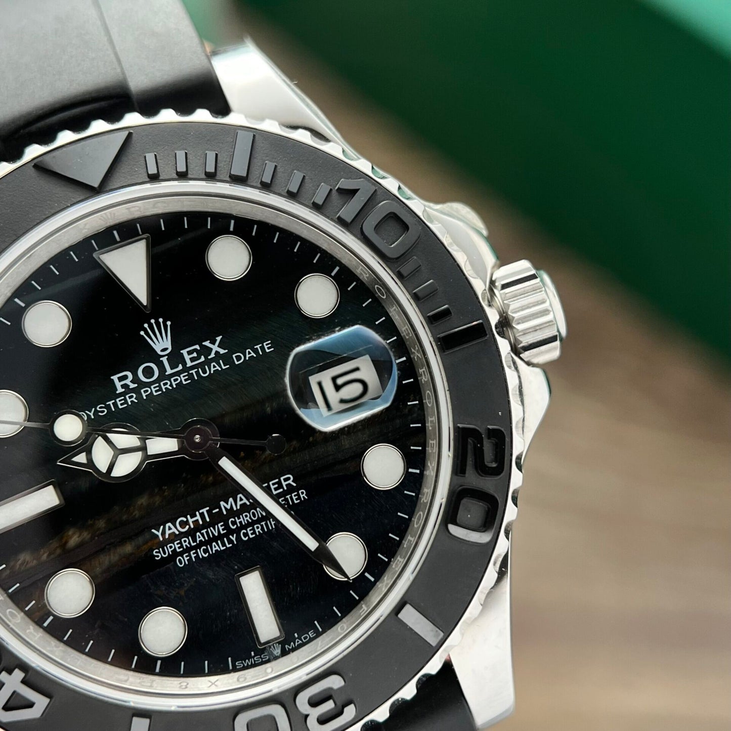 Rolex Watch Yacht-Master Black Dial Rubber Strap 40mm Clone