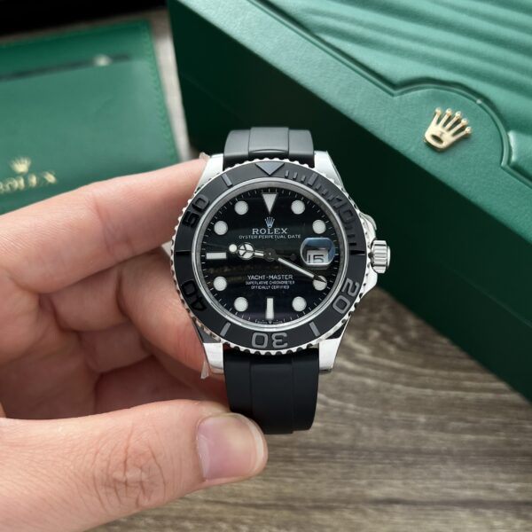 Rolex Watch Yacht-Master Black Dial Rubber Strap 40mm Clone