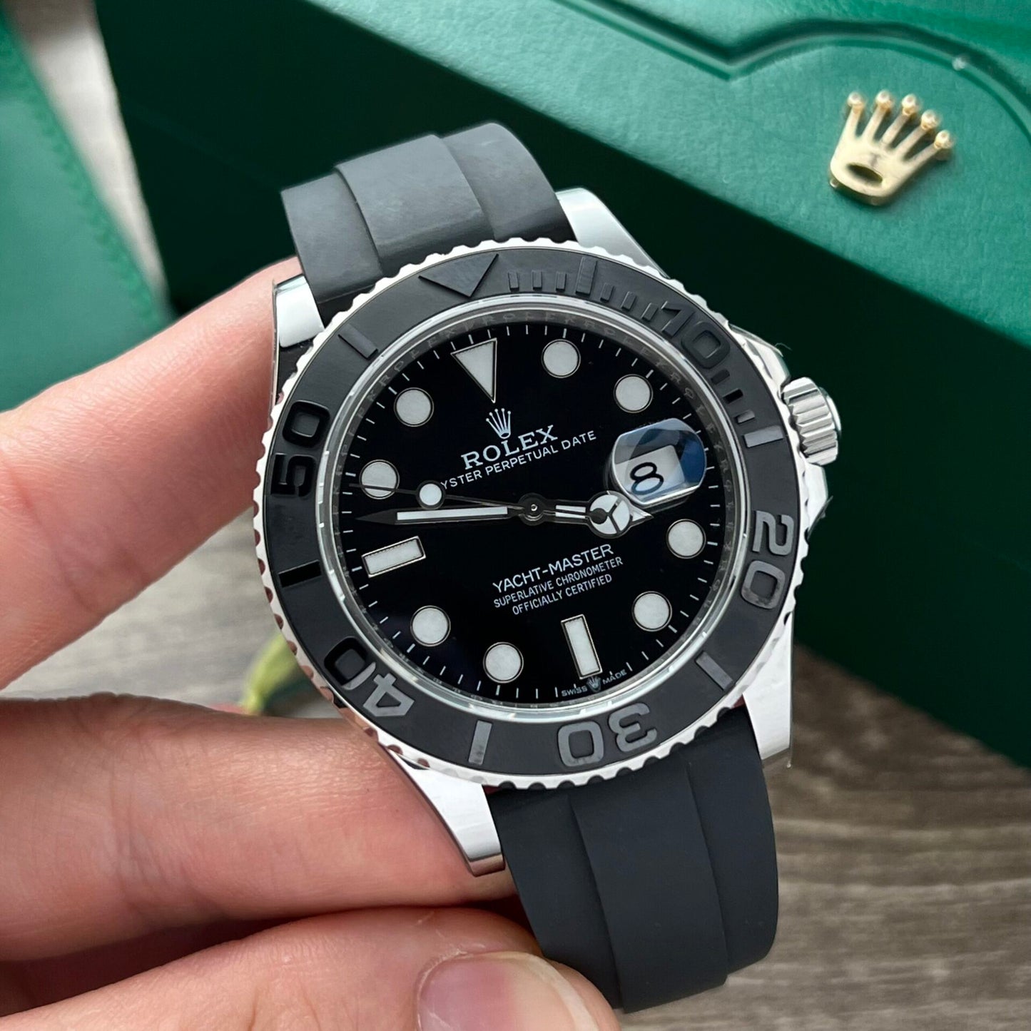 Rolex Yacht-Master Black Dial Rubber Strap EW Factory 40mm