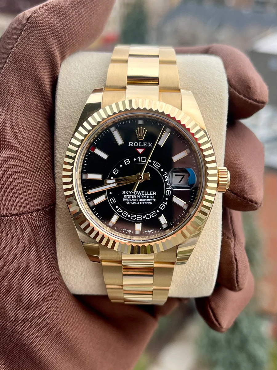 Sky-Dweller 336938 Yellow Gold Black Dial Oyster Bracelet