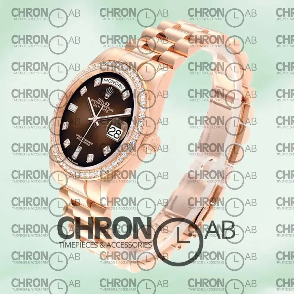 Day-Date 36mm M128345RBR-0040 Brown Dial Rose Gold Clone Watches