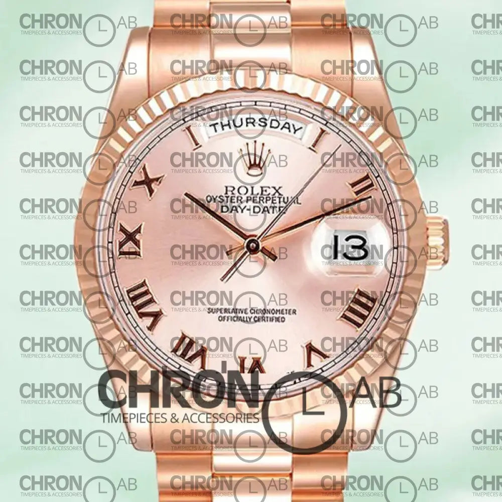 Day-Date 36mm Men’s 118235-0006 Rose Gold President Bracelet Clone Watches