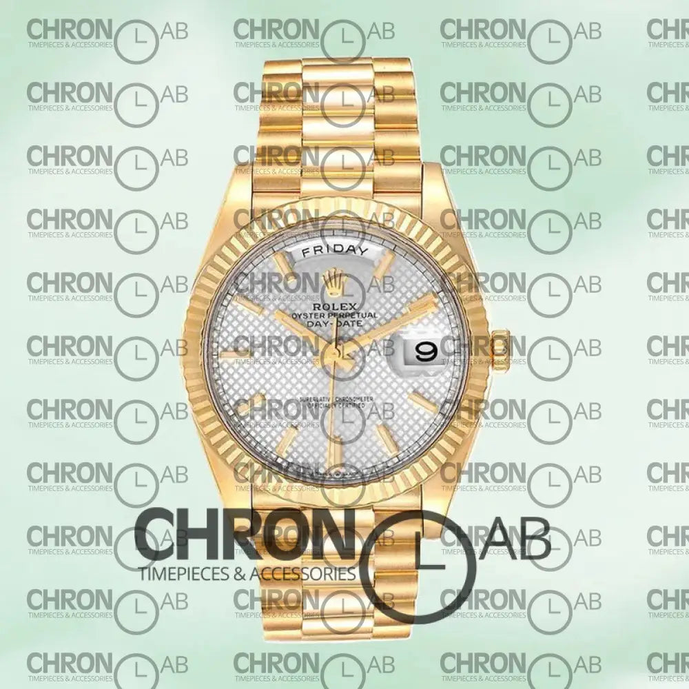 Day-Date 40mm 228238 Gold Silver Diagonal Dial Clone Watches