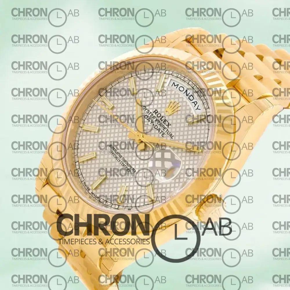 Day-Date 40mm 228238 Gold Silver Diagonal Dial Clone Watches