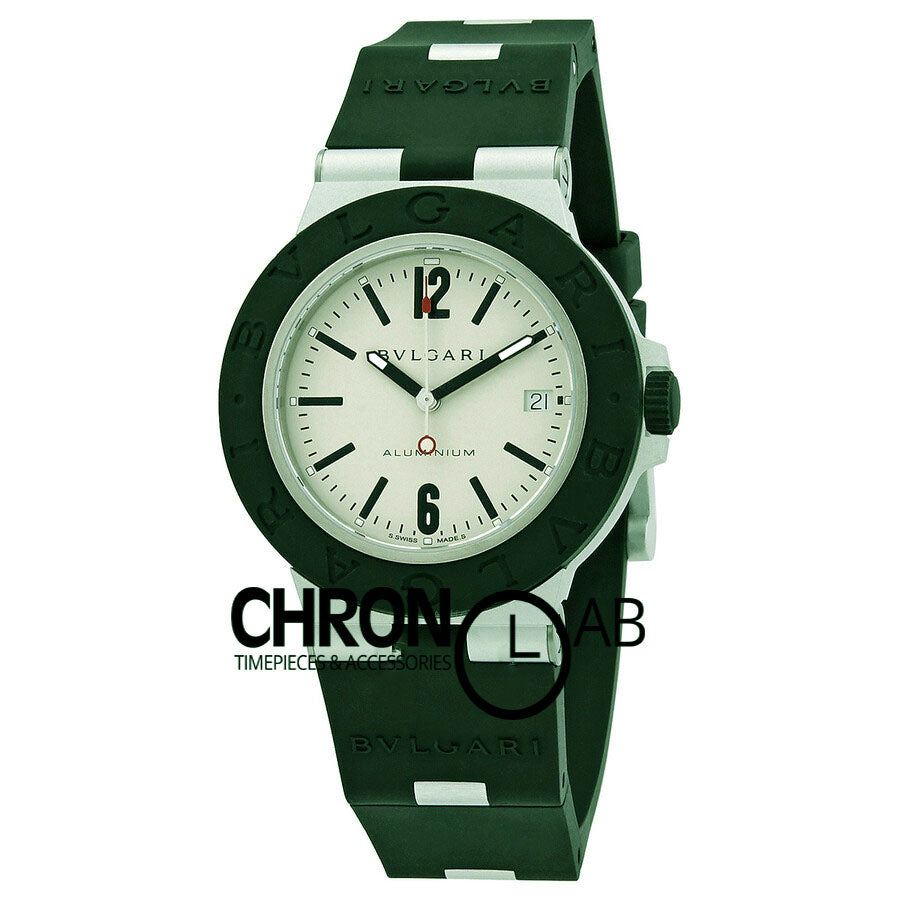 Aluminium Chronograph White Dial Green Rubber Men's Watch