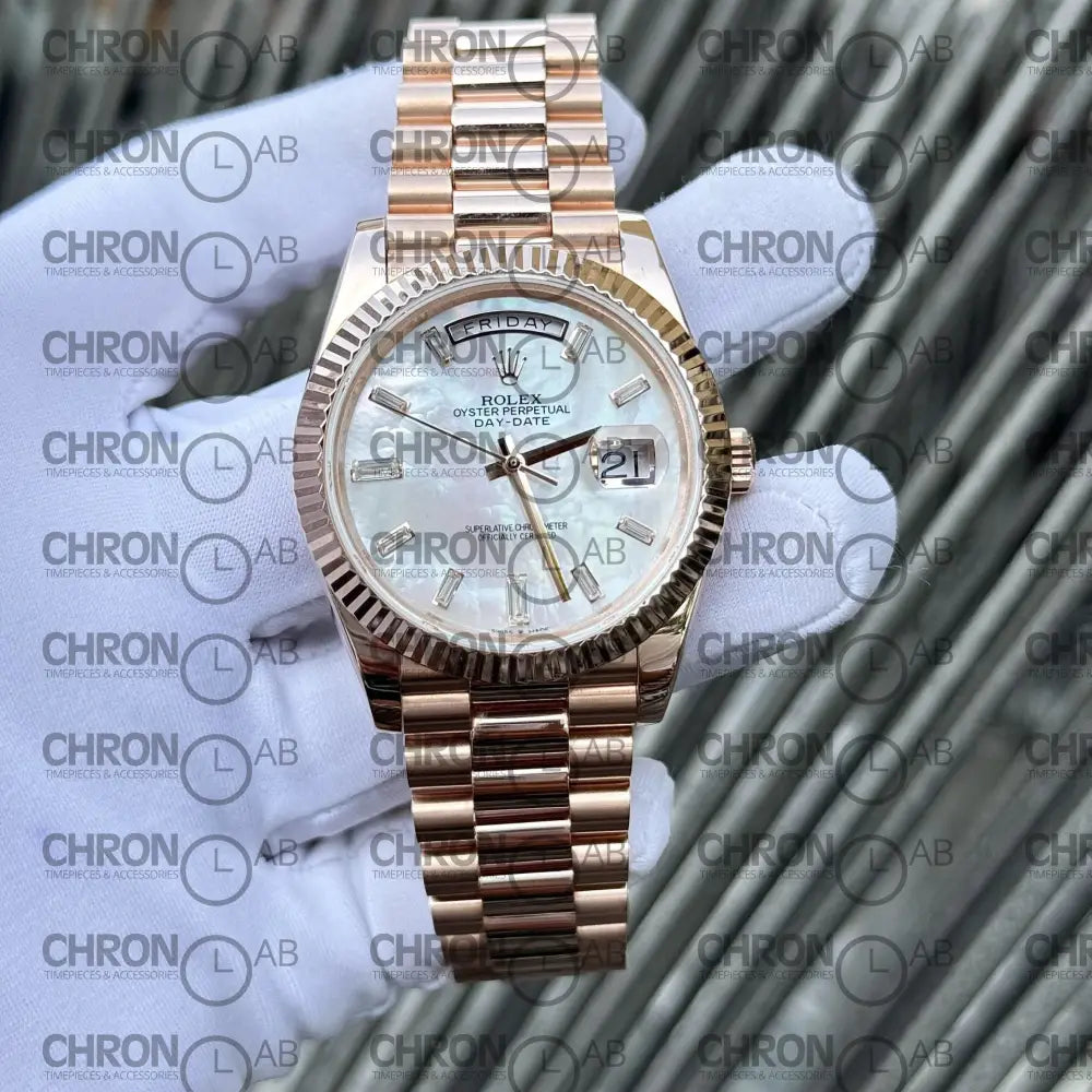 Rolex Day-Date 128235 Replica 36mm Gold Wrapped & Moissanite Clean Factory Watches