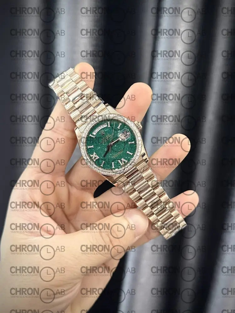 Rolex Day-Date 128235 Replica 36mm Gold Wrapped & Moissanite Clean Factory Watches