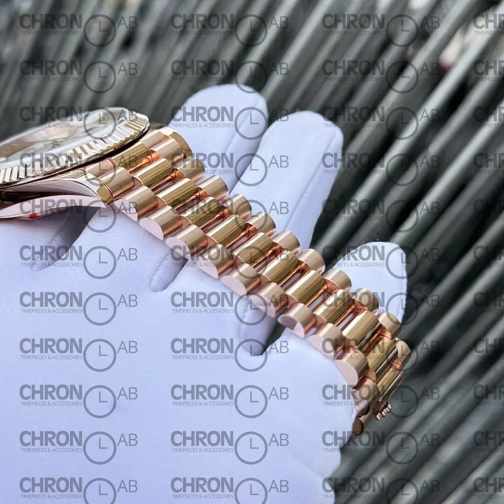 Rolex Day-Date 128235 Replica 36mm Gold Wrapped & Moissanite Clean Factory Watches
