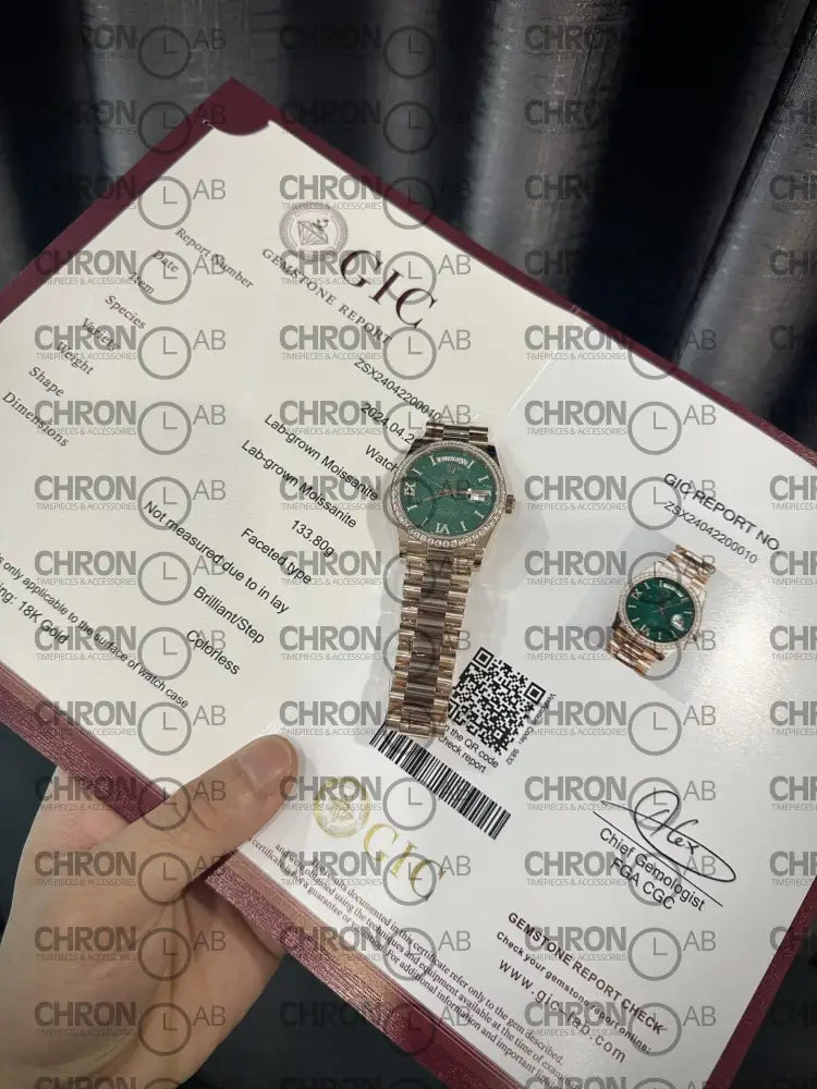 Rolex Day-Date 128235 Replica 36mm Gold Wrapped & Moissanite Clean Factory Watches