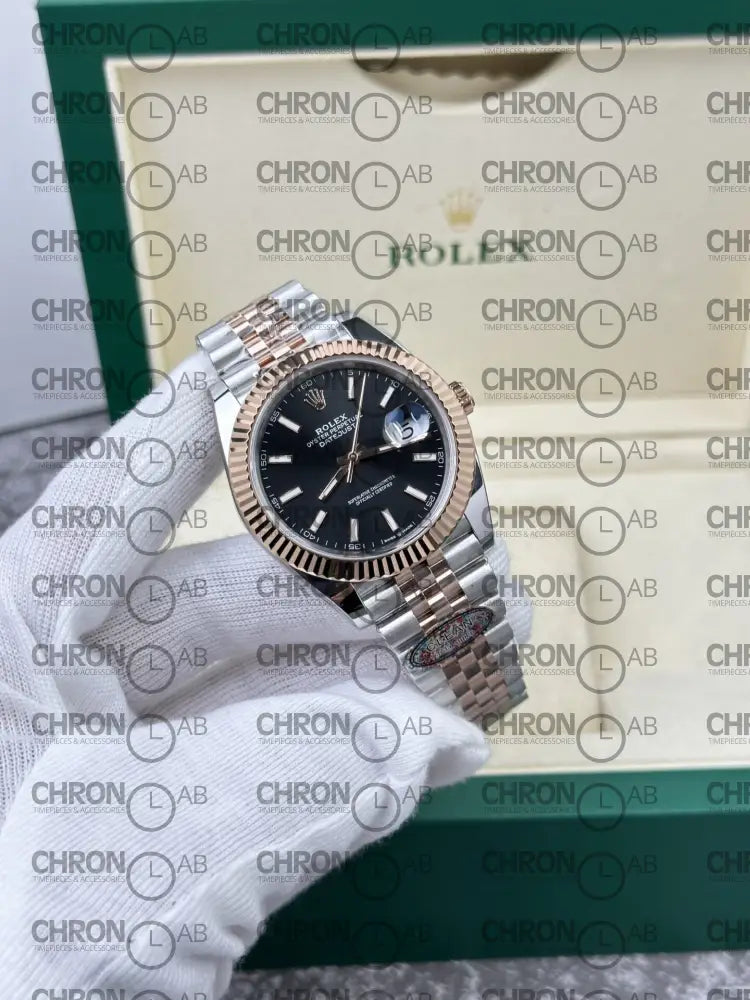 Rolex Replica DateJust 126331 Demi Rose Gold – Black Dial Clean Factory 41mm Watches