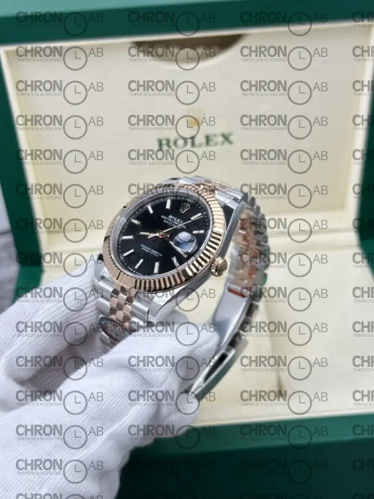 Rolex Replica DateJust 126331 Demi Rose Gold – Black Dial Clean Factory 41mm Watches
