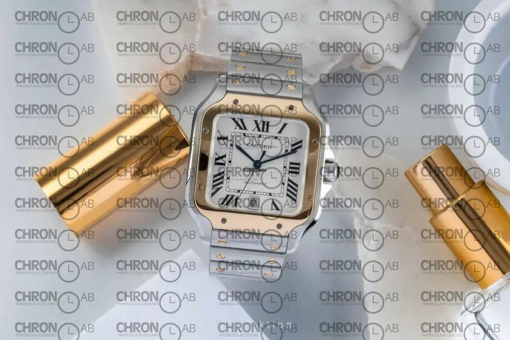 Santos 2-Tone Yellow Gold White Dial WSSA0065 Clone 38mm Watches