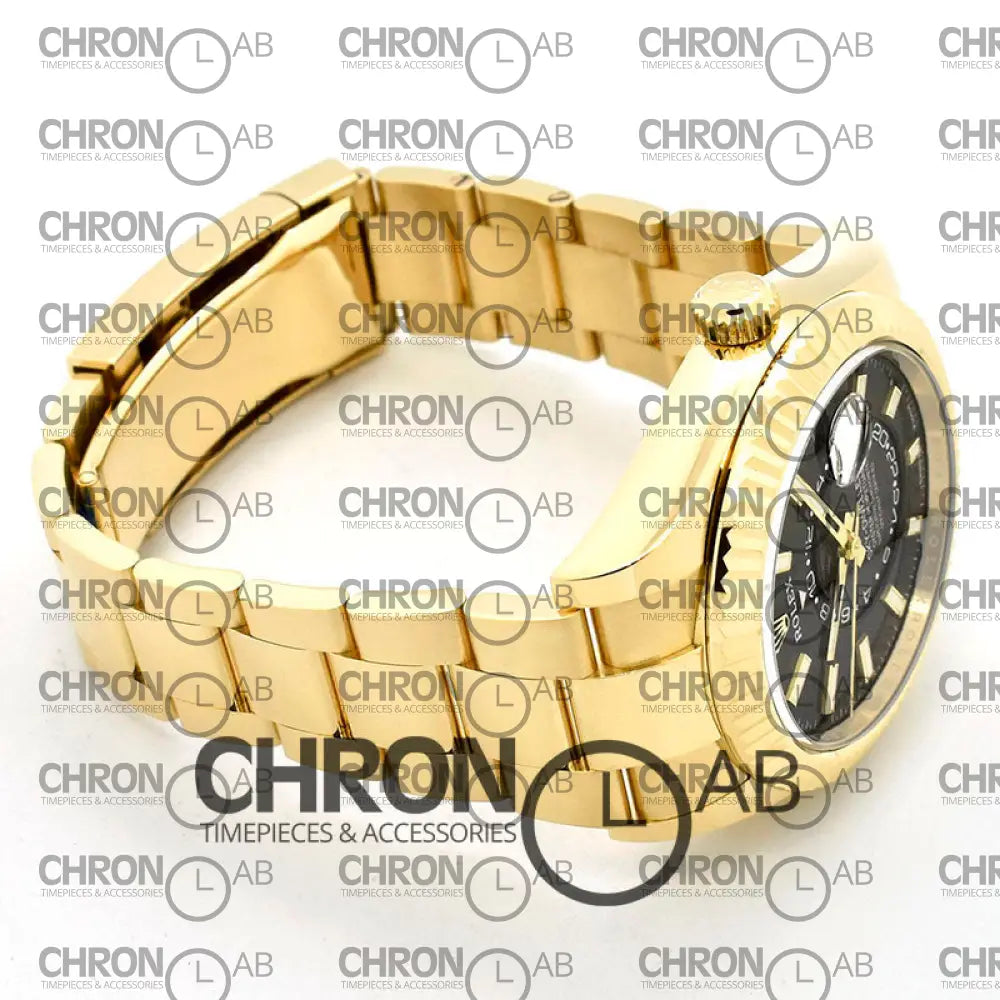 Sky-Dweller 336938 Yellow Gold Black Dial Oyster Bracelet Clone 42mm Watches