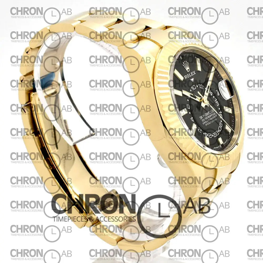 Sky-Dweller 336938 Yellow Gold Black Dial Oyster Bracelet Clone 42mm Watches