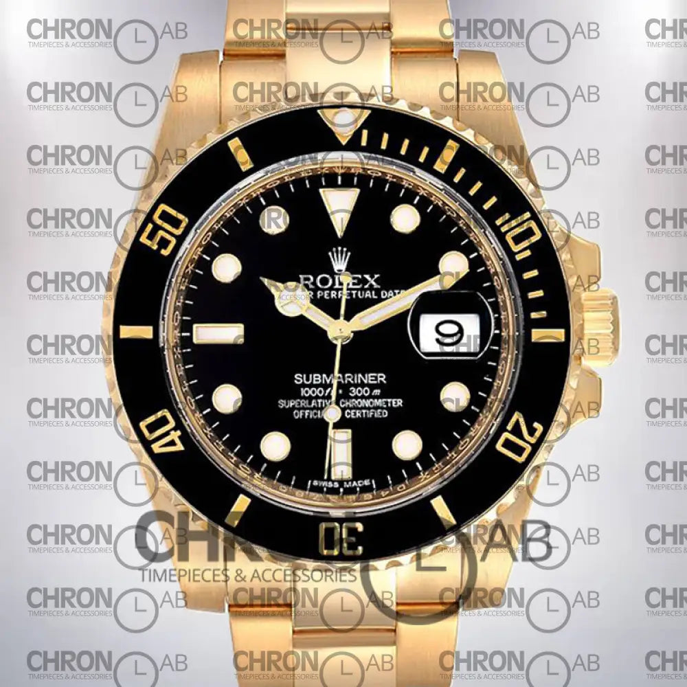 Submariner 116618LN-97208 Men’s 40mm Gold Black Dial Clone Watches