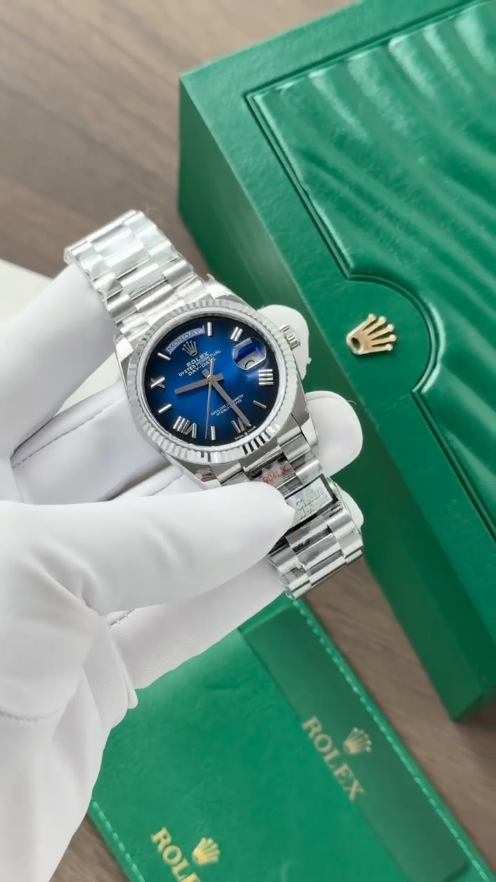 Rolex Day-Date 128236 Best Replica Watch Dial Blue QF Factory 36mm