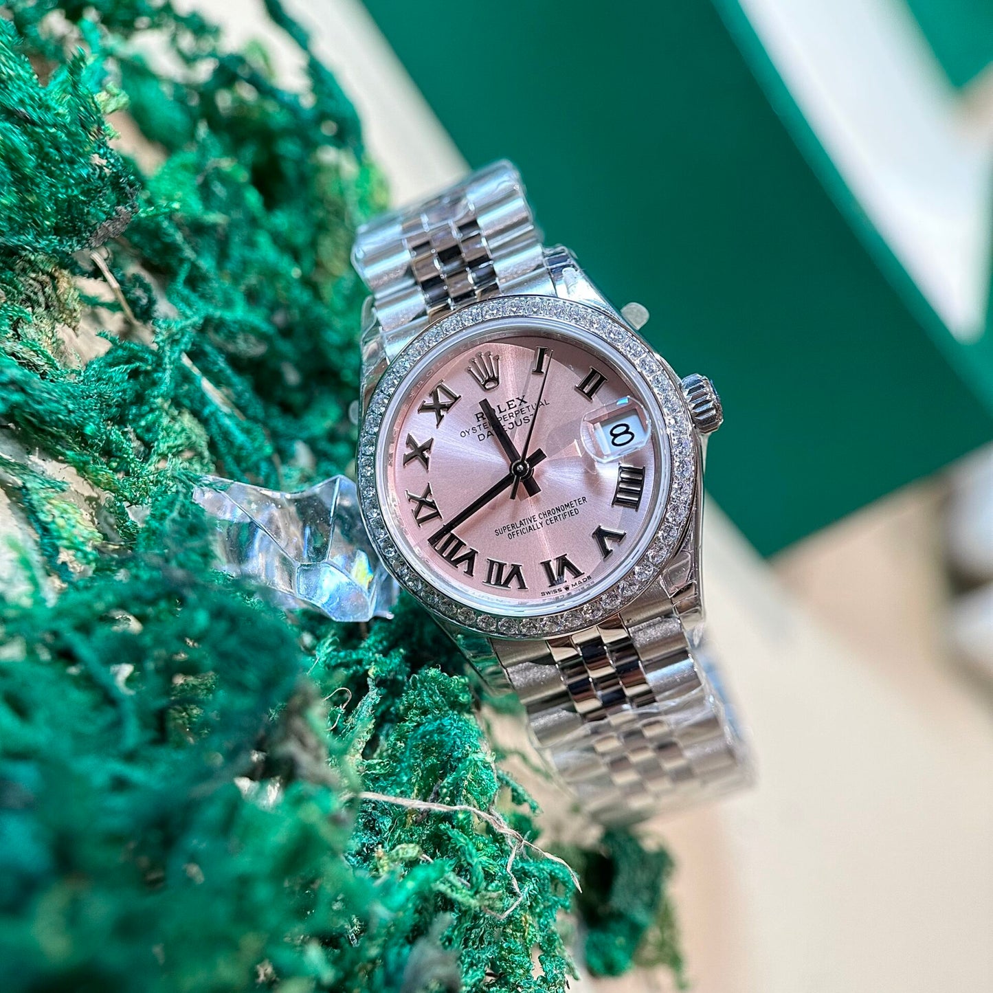 Rolex DateJust Replica Watch With Diamonds Pink Dial EW Factory 31mm
