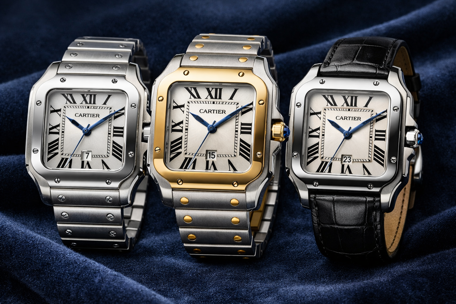 Συλλογή ρολογιών Cartier Santos Premium AAA+ με ατσάλι 316L και αυτόματο μηχανισμό – Chronolab.gr