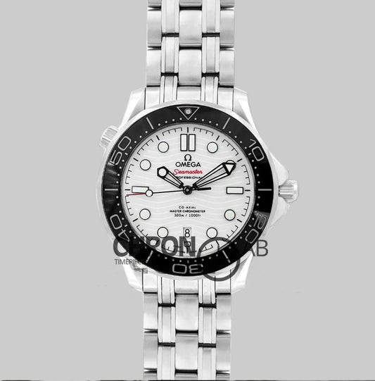 Seamaster Diver 300m Omega Co-Axial Master Chronometer 42mm White Dial with Black Bezel