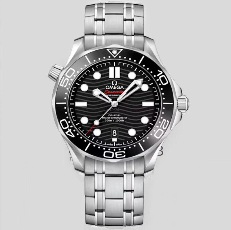 Seamaster Diver 300M SS Black Ceramic Bezel Black Dial on SS Bracelet