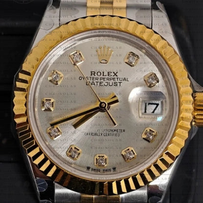 Rolex Datejust 36mm 126233 Two-Tone Yellow Gold/Steel Silver Dial Diamond Markers Jubilee (VS Factory VSF Edition / VS3235 Movement)