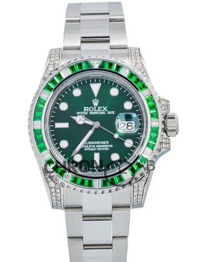 Submariner Date 116610LN Green Dial With Diamond Lugs And Bezel