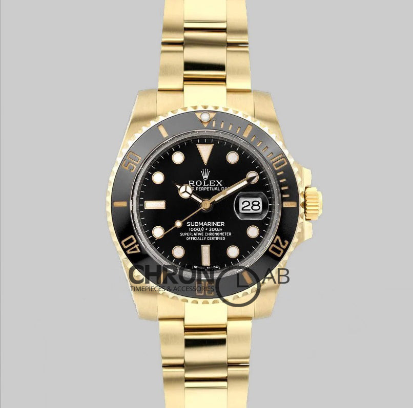 Submariner 116618 Black Ceramic in Yellow Gold