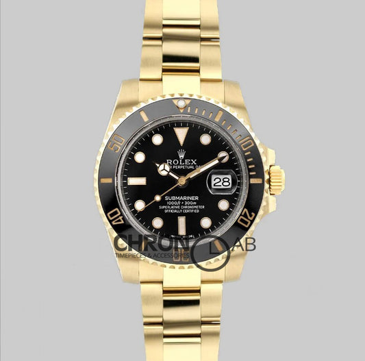 Submariner 116618 Black Ceramic in Yellow Gold