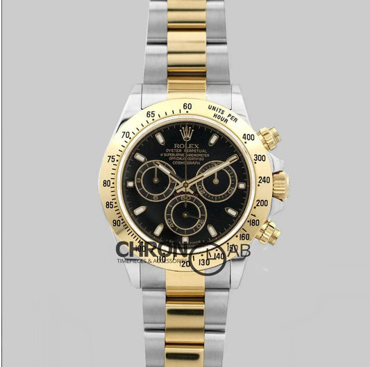 Cosmograph Daytona 116523 Black Dial with Two Tone Bracelet