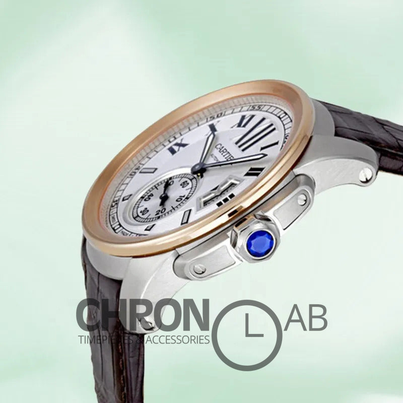 Calibre W7100039 42mm Men’s White Dial Silver