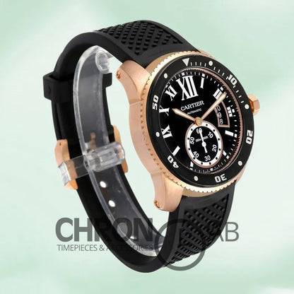 Calibre W7100052 42mm Men’s Rubber Band Rose Gold