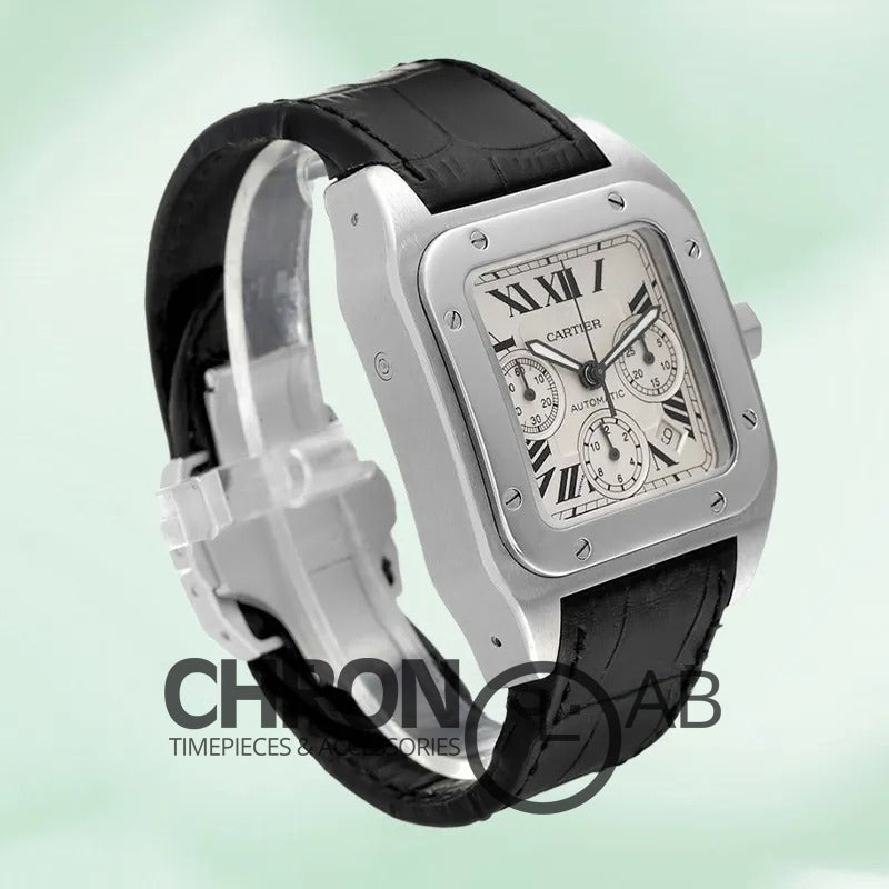 Santos W20090X8 Men’s 42mm Automatic White Dial Chronograph