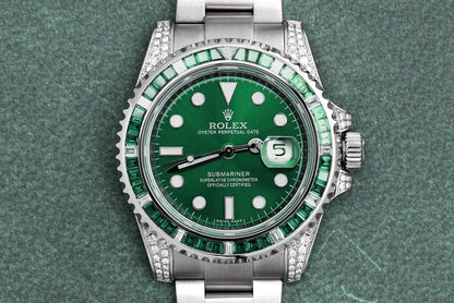 Submariner Date 116610LN Green Dial With Diamond Lugs And Bezel