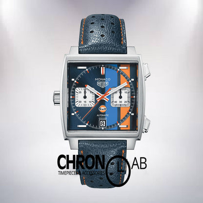 Monaco CAW211R.FC6401 41mm Men's Leather Strap Quartz