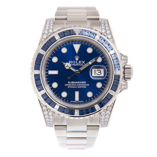 Submariner Date 116610LN Blue Dial With Diamond Lugs And Bezel