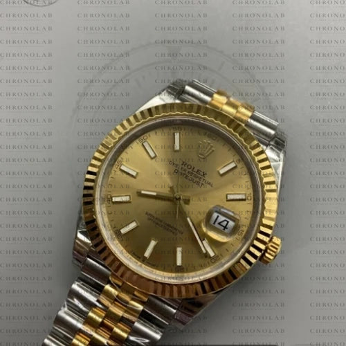Rolex Datejust 41mm M126333-0010 Two-Tone Champagne Dial Fluted Bezel Oyster / Jubilee (EW Factory - Calibre 3235 Clone Movement)