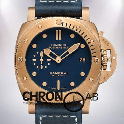 Submersible PAM01074 47mm Men's Blue Dial Rose Gold-tone