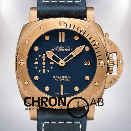 Submersible PAM01074 47mm Men's Blue Dial Rose Gold-tone