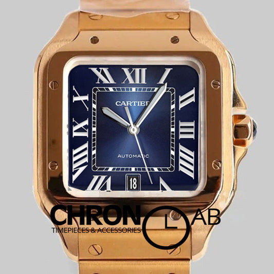 Santos de Cartier 40mm Blue Dial in Rose Gold