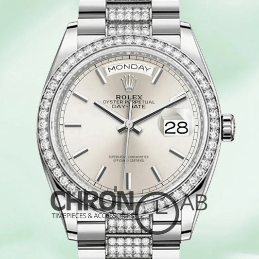 Day-Date 36mm M128349RBR-0013 Silver Clone