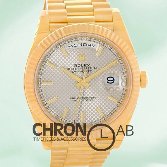Day-Date 40mm 228238 Gold Silver Diagonal Dial Clone