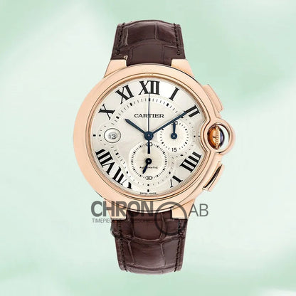 Ballon Bleu 47mm W6920009 Men’s Leather Strap Silver Dial
