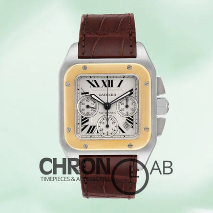 Santos 39mm Men’s W20091X7 2-Tone White Dial Chronograph