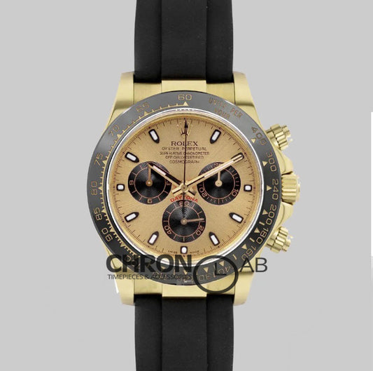 Cosmograph Daytona 116518LN Champagne and Black Dial in Yellow Gold